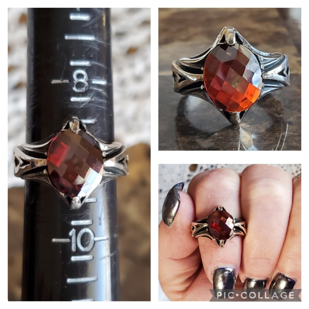 Genuine 6ct Garnet Mens Ring Size 9 - Picture 8 of 8
